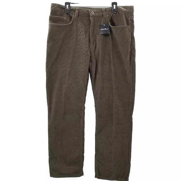 EDDIE BAUER Corduroy Pants Slat Green Men's Straight Leg Cotton 38 x30 - Picture 1 of 10